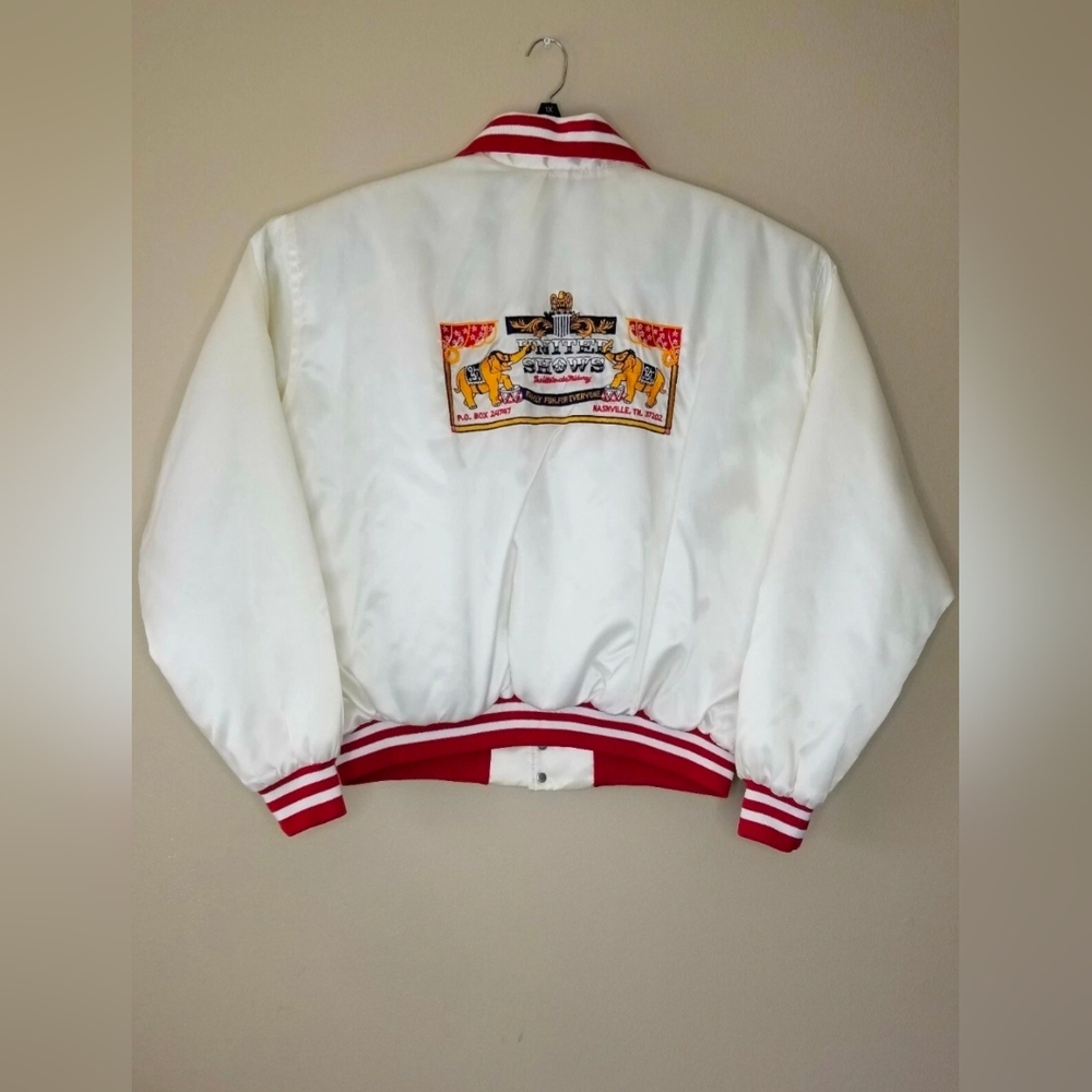 Vintage Windless Flapjacket Men's Bomber Jacket Ivory Satin Embroidered Sz XL?